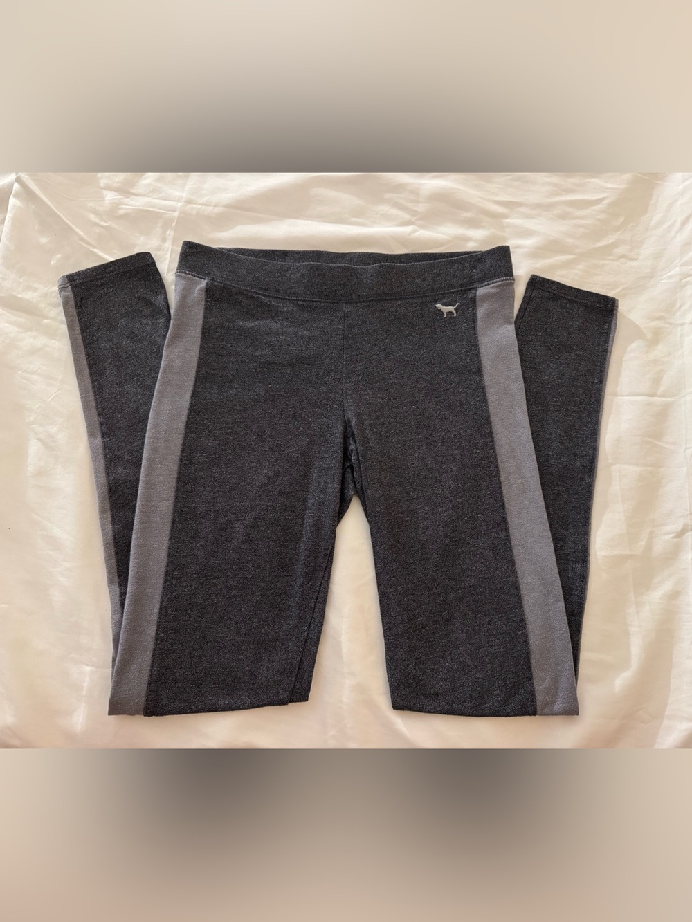 PINK Victoria's Secret Charcoal Gray Leggings with Light Gray Panels